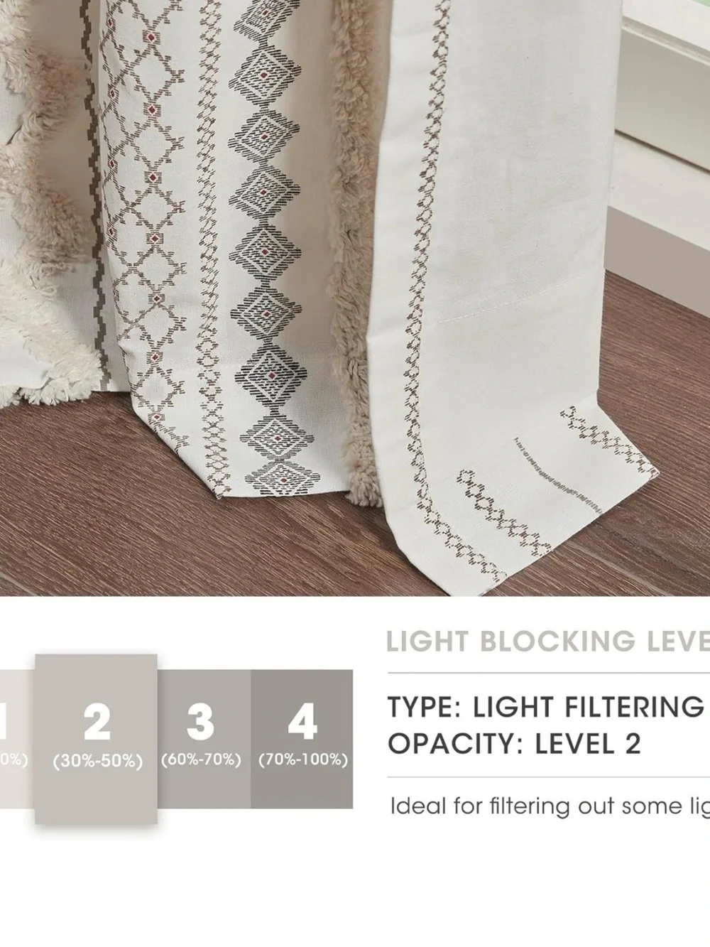 Textured Ivory Panel Curtain with Subtle Stripes